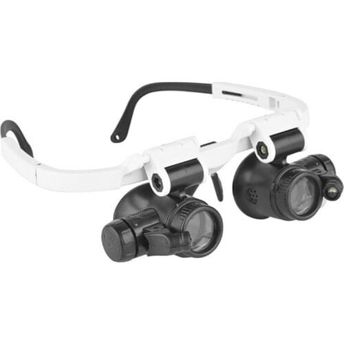 8x 15x 23x Head-Mounted Illuminating Microscope Headband Repair With LED Lamp Light Magnifying Glass Magnifier Loupe Glasses