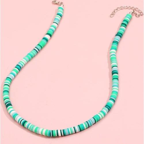 SRCOI Multicolor Soft Pottery Choker Necklace Women Boho Handmade Collar Necklace Holiday Beach Beads Strand Fashion Jewelry