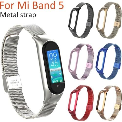 Adjustable Wristbands Strap For Xiaomi Mi Band 5 Wrist Stainless Steel Metal Bracelet MIband for Xiaomi Mi Band 5 Strap
