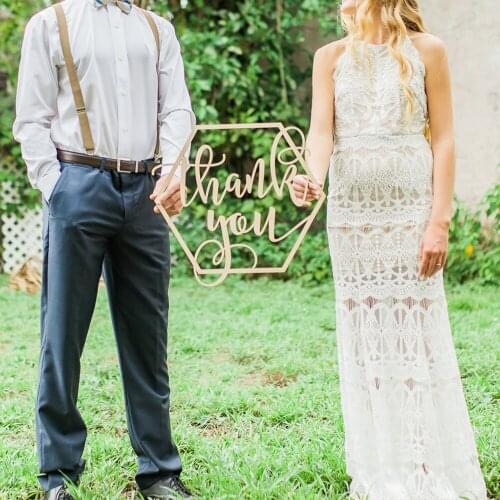 Thank You Letter Photography Props Hexagon Wedding Decorations Bride Groom Thanksgiving Gifts Wood Hexagon Decor Photo Props