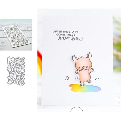 Pig Rainbow Happy Cutting Dies & Stamps Scrapbook Dariy Decoration Stencil Embossing Template Diy Greeting Card Handmade 2021