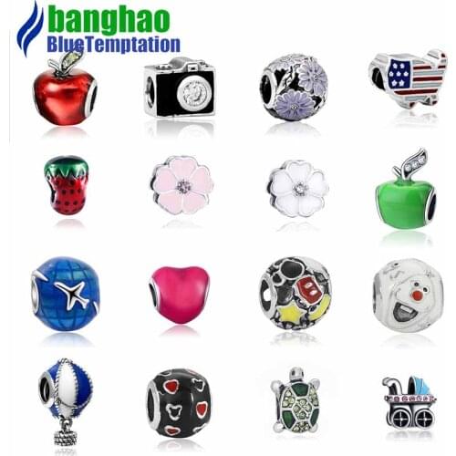 Charms plata de ley original bracelet jewelry valentines day mary poppins bijoux sieraden Pave Beads