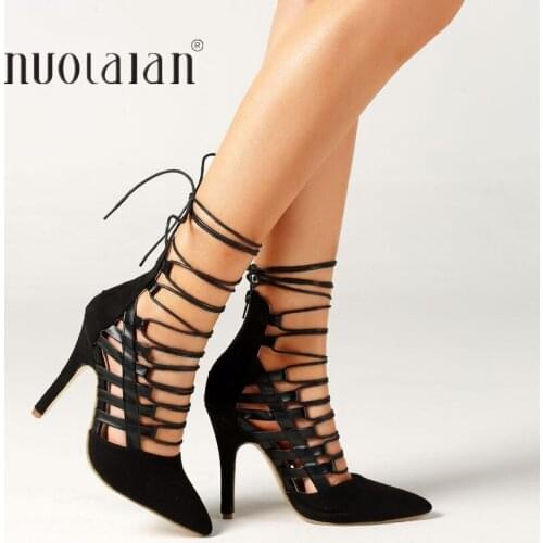 2019 Women Pumps Fashion Women Shoes Party Wedding Gladiator Super High Heel Shoes Pointed Toe Black Nued Ladies Pumps