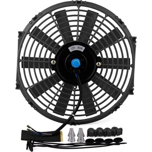 Universal 12 inch Car Water Oil Cooler Dc12V 90W Pull/Push Bend Black Blade Electric Cooling Radiator Fan For Car Kart Buggy