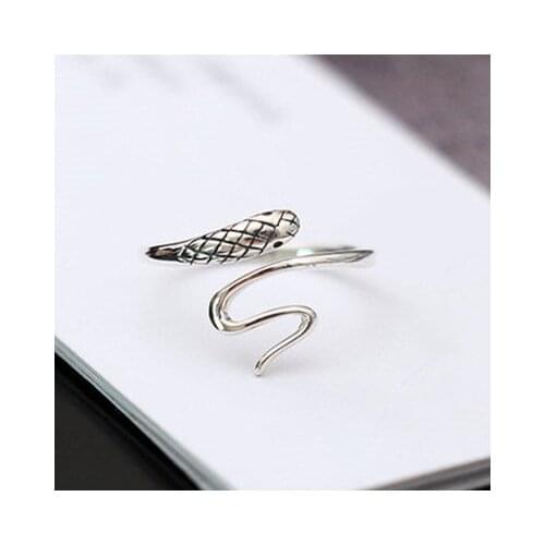 Exaggerated Personality Vintage Silver Color Snake Rings for Women Adjustable Ring Fashion Wedding Jewelry