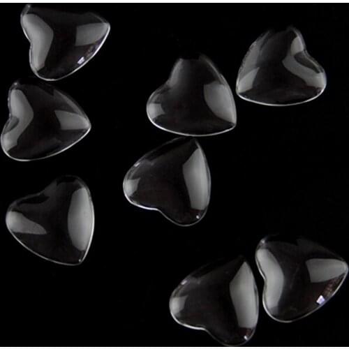 Heart Shape 20mm Clear Paster 50Pcs/Lot Glass Cabochon For Pendant Tray Setting DIY Jewelry Photoes
