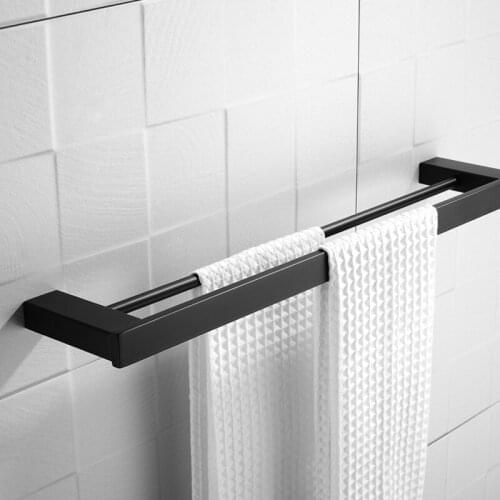 Towel Rack Towel Hanger Wall Mounted Towel Holder Bathroom Stainless Steel Towel Bar Rail Matte Black Towel Holder