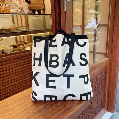 Letter Print Large Capacity Shopping Canvas Bag For Women Fashion Versatile Shoulder Bag Leisure High-Quality Tote Bag 2021