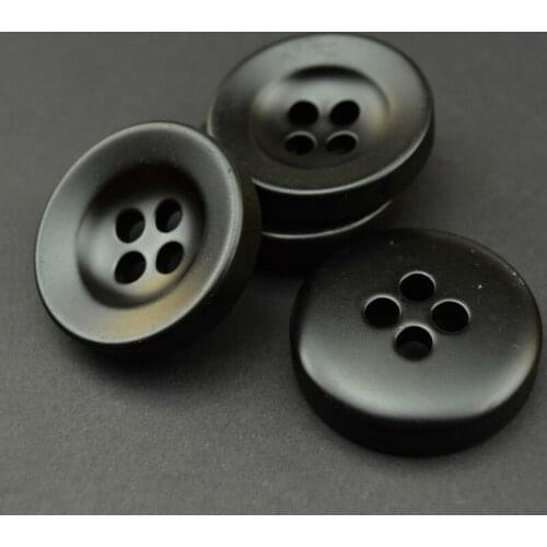 High quality bowl-shaped big eyes four-holes resin buttons black paint frosted buttons womens woolen big coat buttons for cloth