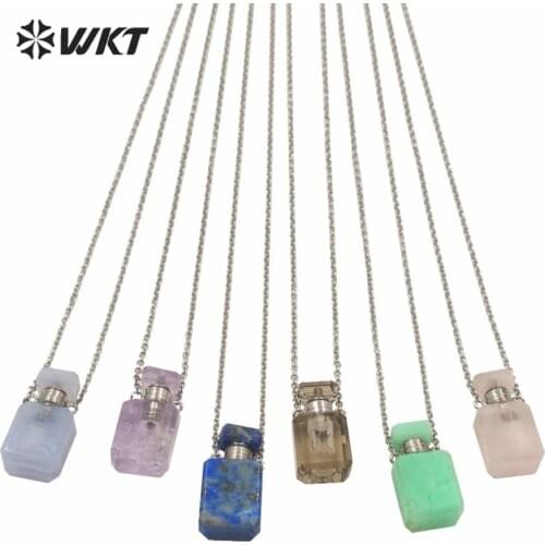 WT-N1240 China Supplier cheap stone perfume bottle necklace colorfume natural stone necklace for women birthday gift