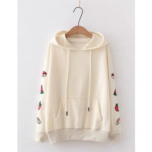 YUPINCIAGA Japanese Mori Girls Preppy Style Loose Embroidered Hoodies Women Thin Hooded Long Sleeve Sweatshirt