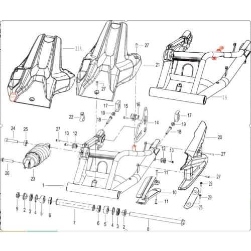 Rear swim arm rear shock absorber rear fender chain block page of Benelli TNT300 BN302