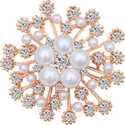 Gold and Silver Color Pretty Faux Pearl Flower Crystal Pin Brooch Wedding Brooches Free Shipping Gold Flower Pins Brooches