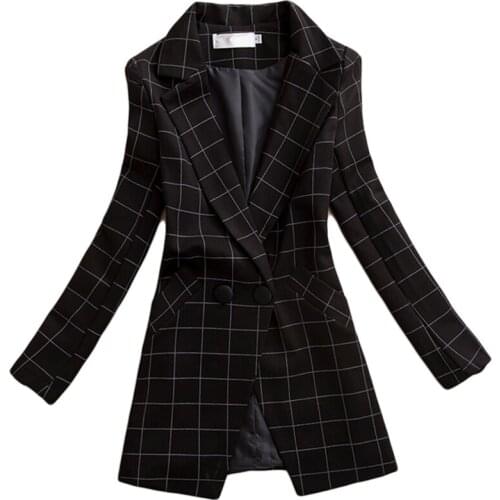 Brieuces BlackFemale blazer 2019 spring and autumn new blazer women jacket slim medium-long plaid long-sleeve casual suit blazer