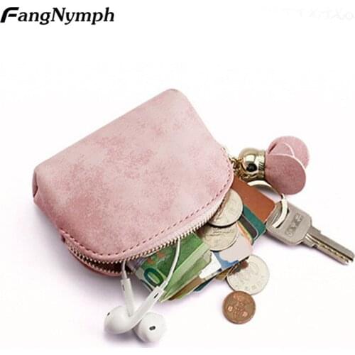 Women Scrub PU Leather Mini Coin Purse Wallet With Tassel Pendant and Key Ring Girls Sweet Change Money Pocket Bags