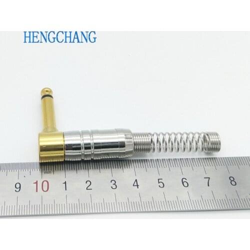 1pcs Gold plated Right Angle 6.35mm Male Mono Phone Plug Guitar Audio Connector 1/4 Jack Microphone Cable Terminal