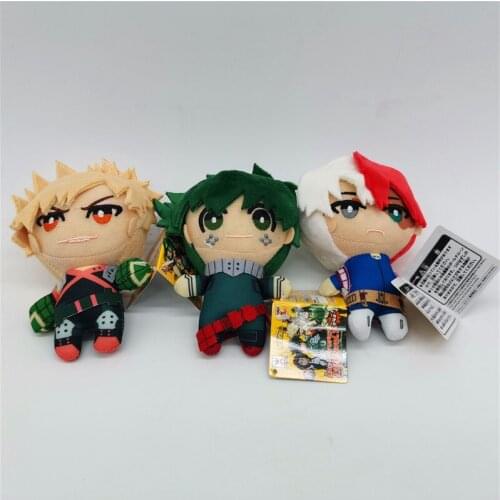 10pcs/lot Anime My Hero Academia Izuku Midoriya Katsuki Bakugou Shouto Todoroki Plush Stuffed Doll Pendant Toy Gift 15cm