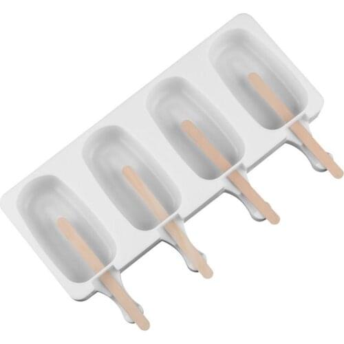 4 Cell Silicone Ice Cream Mold Popsicle Molds DIY Homemade Dessert Freezer Fruit Juice Ice Lolly Pop Maker Mould