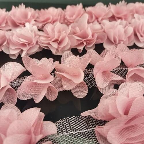 50mm Width Pink Meat Chiffon Lace Fabric Decoration Flower Handmade DIY Gift Ribbon Handicraft Non-woven Fabric Bottom Laces