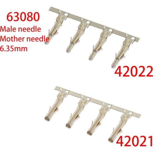 50pcs/lot NEW 42022 42021 63080 crimp wire terminal connector spring connection spring pin male / female pin 6.35mm spacing