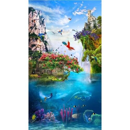 5D DIY Full Round/Square Diamond Painting Waterfall Scenery 3D Embroidery Cross Stitch Rhinestone Mosaic Home Decor Art Y1113