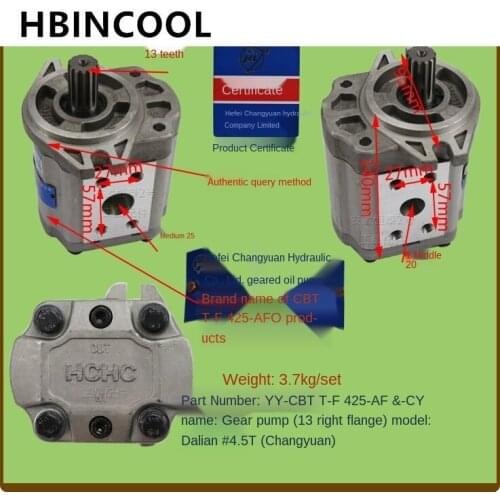 For Forklift Accessories Gear Pump (13 Right Flange) CBTT-F425-AF& for Dalian Forklift 4.5T high quality truck accessories
