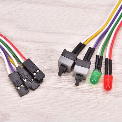 ATX PC Compute Motherboard Power Cable 2 Switch On/Off/Reset w/ LED Light 68cm