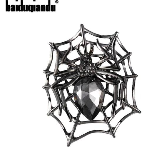 Baiduqiandu Brand New Arrival Antique Silver Color Plated Dark Spider Brooch Pins