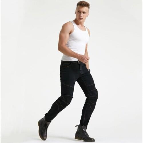 Men Motorcycle Pants Motorbike Elasticity Comfortable Riding Protective Jeans Trousers With Removable Hip Knee Protector HP-11-A
