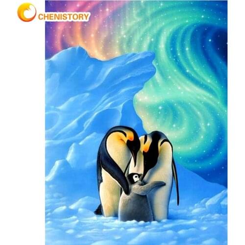 CHENISTORY 5D DIY Diamond Painting Animals Full Square Round Rhinestone Picture Diamond Embroidery Penguin Home Decoration Art