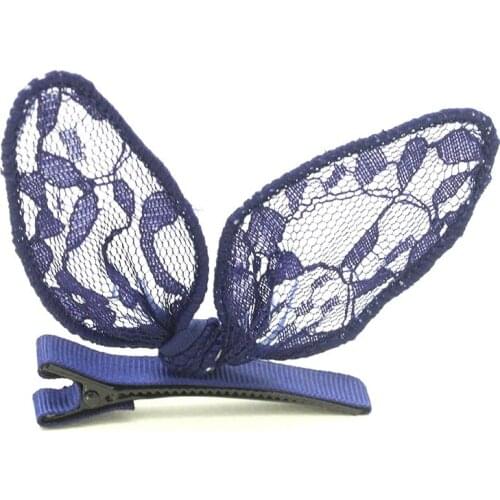 Black Red Pink Blue Knotted Lace Cloth Ear Hair Clip and Pins Elastic Hair Bands Hairwear Women Hair Accessories