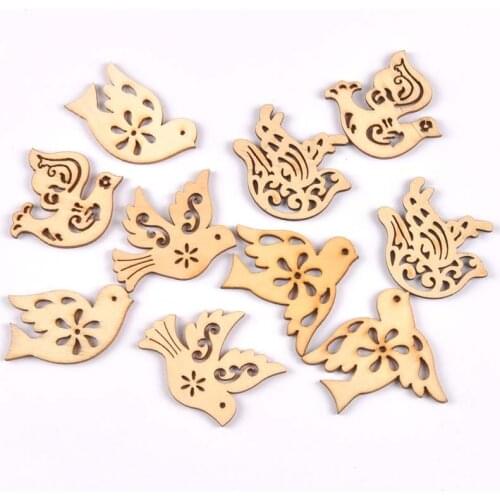 10Pcs/set Wood Handicraft Bird/pigeon DIY Wooden Crafts Scrapbookings Accessories Embellishment decorations 50mm MT1922