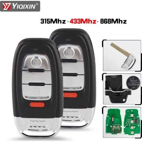 YIQIXIN 4 Buttons Remote Smart Car Key For Audi Q5 A4L A5 A6 A7 A8 RS4 RS5 S4 S5 2008-2012 Keyless Entry Blade 315/433/868Mhz