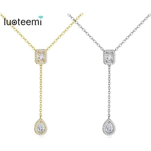 LUOTEEMI Elegant Pendant Necklace for Women 2020 Cubic Zircon Fashion Trendy Necklace Charm Jewelry Wedding Dating Female Gifts
