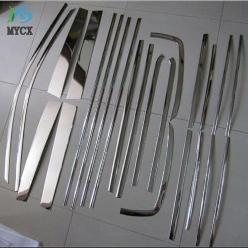Quality Window Trim 24pcs Frame Sill Belt Trims With Center Pillar For toyota Land Cruiser Prado FJ150 FJ 150 2010-2013