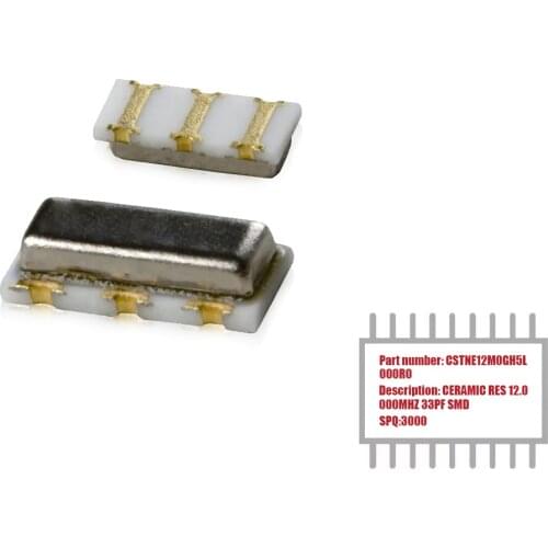 MY GROUP Asia 3000PCS CSTNE12M0GH5L000R 12MHz Built in Capacitor 33pF ±0.11% 30Ohms -40°C ~ 85°C Surface Mount Ceramic Resonator