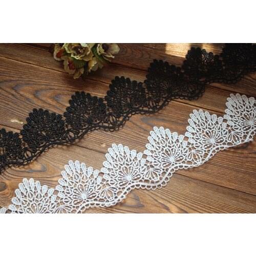 6cm wide(5yards/lot)DIY Lace Accessories Ivory White Black Peacock Tail Water Soluble Venise Lace Trim Wedding Lace