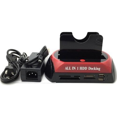 2.5/3.5-inch IDE+SATA Hard Drive Base Multi-function Hard Drive Dock Station High Speed with Card Reader LED Light HDD Base