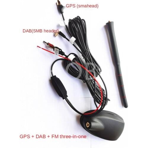 Multi-functional antenna combination GPS+FM/AM+DAB on-board radio amplifier antenna