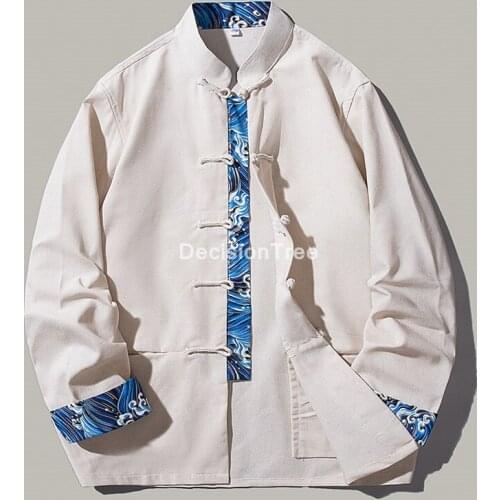 2021 male clothes tangsuit traditional chinese clothing for men shirt top cheongsam chinese style cotton linen men shirt