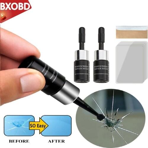 Automotive Glass Repair Fluid Window Broken Glass Repair Tool Set Black Magic Windshield Crack Chip Repair Tool Kit
