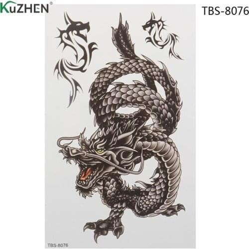 Disposable 3D Arm Leg Body Art Sticker Black Dragon Removable Waterproof Cool Temporary Tattoo Sticker Decal Hand Tattoo