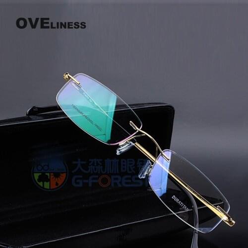Fashion Pure Titanium Glasses Frame Men Optical mens eyeglasses frames Myopia Prescription rimless glasses eyewear Spectacles