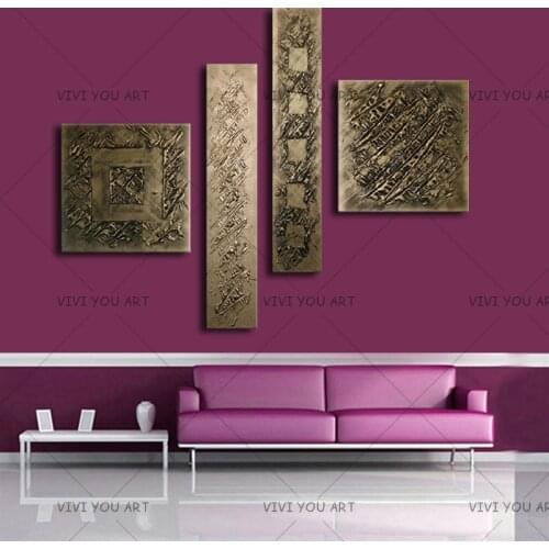 Hand Painted Bronze Color Modern Oil Painting On Canvas Wall Art Home Decoration Metallic Home Decor Painting Hang Picture Craft