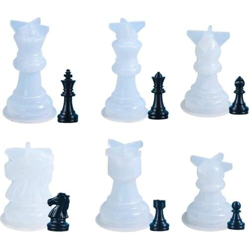 Chess Resin Molds 3D International Chess Piece Silicone Molds Resin Casting UV Epoxy Molds for DIY Crafts Chess Jewelry Making