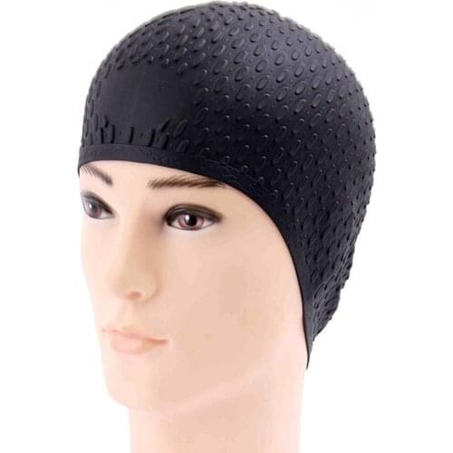 Silicone Swimming Long Hair Bubble Cap Anti-slip Ear Wrap Waterproof Swim Bath Hat For Adults No Stimulation