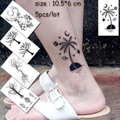 Temporary Tattoo Sticker coco nut tree sun moon waterproof fake Tatto small Tatoo for girl woman kid man small size sell in lots