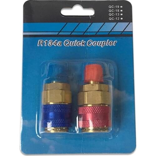 A/C High-end R134a High Low Pressure Side Quick Coupler Brass Connector Adapter Quick Coupler Set Manifold Conversion Kit