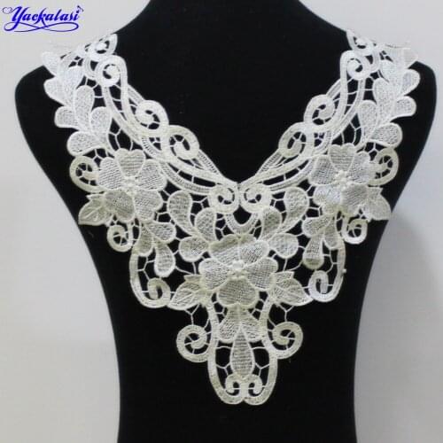 YACKALASI Garment Lace Collar 3d Floral Patches Print Flower Appliqued Sewing Trims For Dress Back