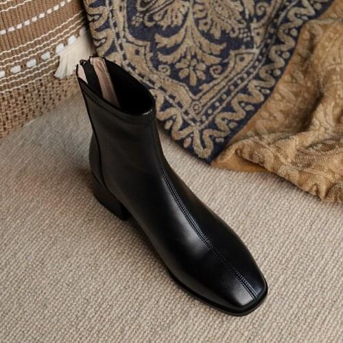 MORDOAN Genuine Cow Leath Lady Boots Women Retro Brown Short Boots Autumn Nice British Style Short Tube All-match Ankle Boots